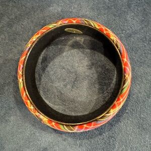 Vintage 90s Tartan Plaid Fabric Covered Bangle